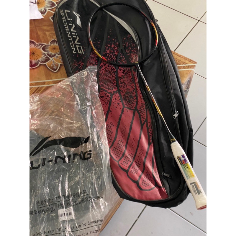 Raket Badminton Li-Ning windstrom 75 black original plus Tas foto asli