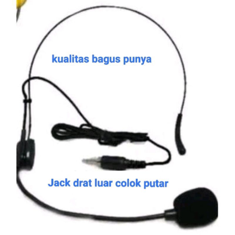 Headset mic jack drat luar colok putar panjang kabel 1m.