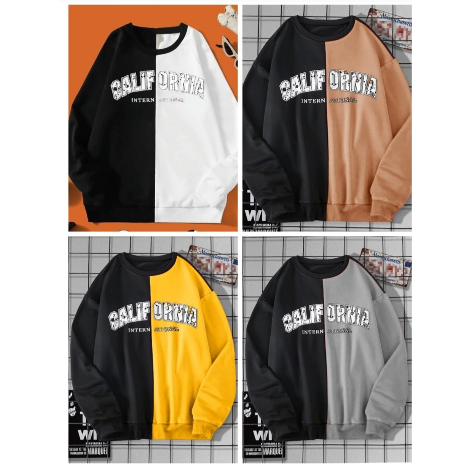 JOSJOLI_STORE/BAJU SWEATSHIRHT CALIFORNIA/Atasan Pria Dewasa Lengan Panjang/Fit To L XL