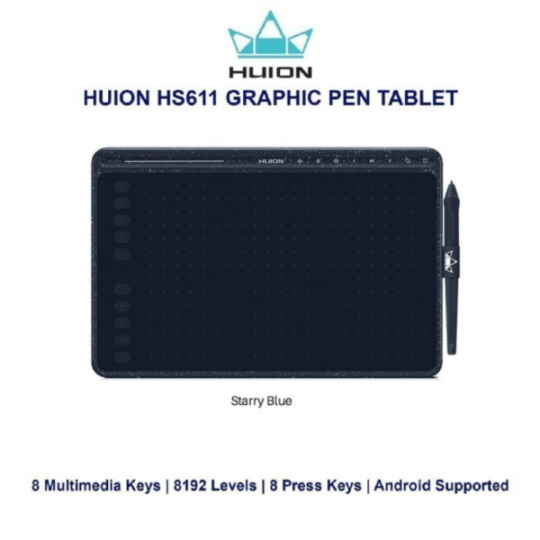 Dijual HUION HS611 Graphics Drawing Tablet with Battery-free Pen Tablet PW500 - Biru Murah