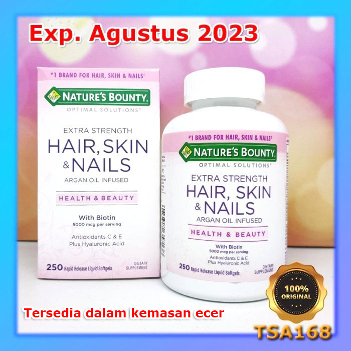 Natures Bounty Hair Skin &amp; Nails Biotin 5000 mcg 250 Softgel Argan Oil