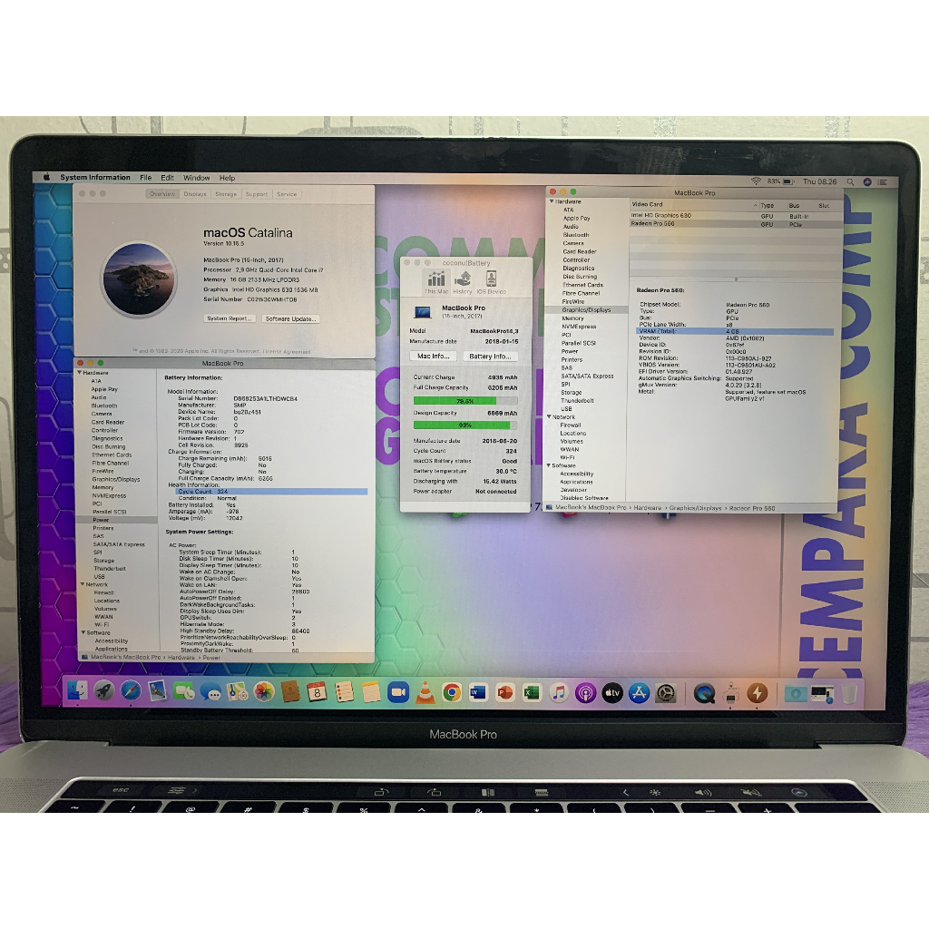 MacBook Pro Retina 15 2017 Core i7 16GB SSD 2TB VGA AMD 4GB Garansi