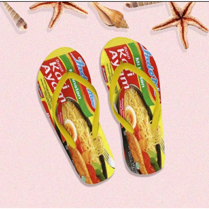 Sandal jepit printing Anak Mie instan UNISEX