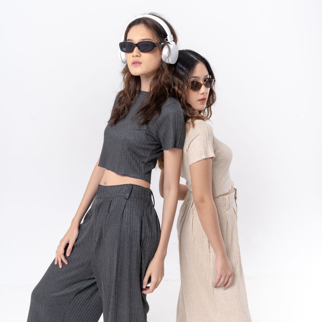 AIJO - Set Kyomi Cullote Rib - Kulot Rib Kyomi - Top Kyomi
