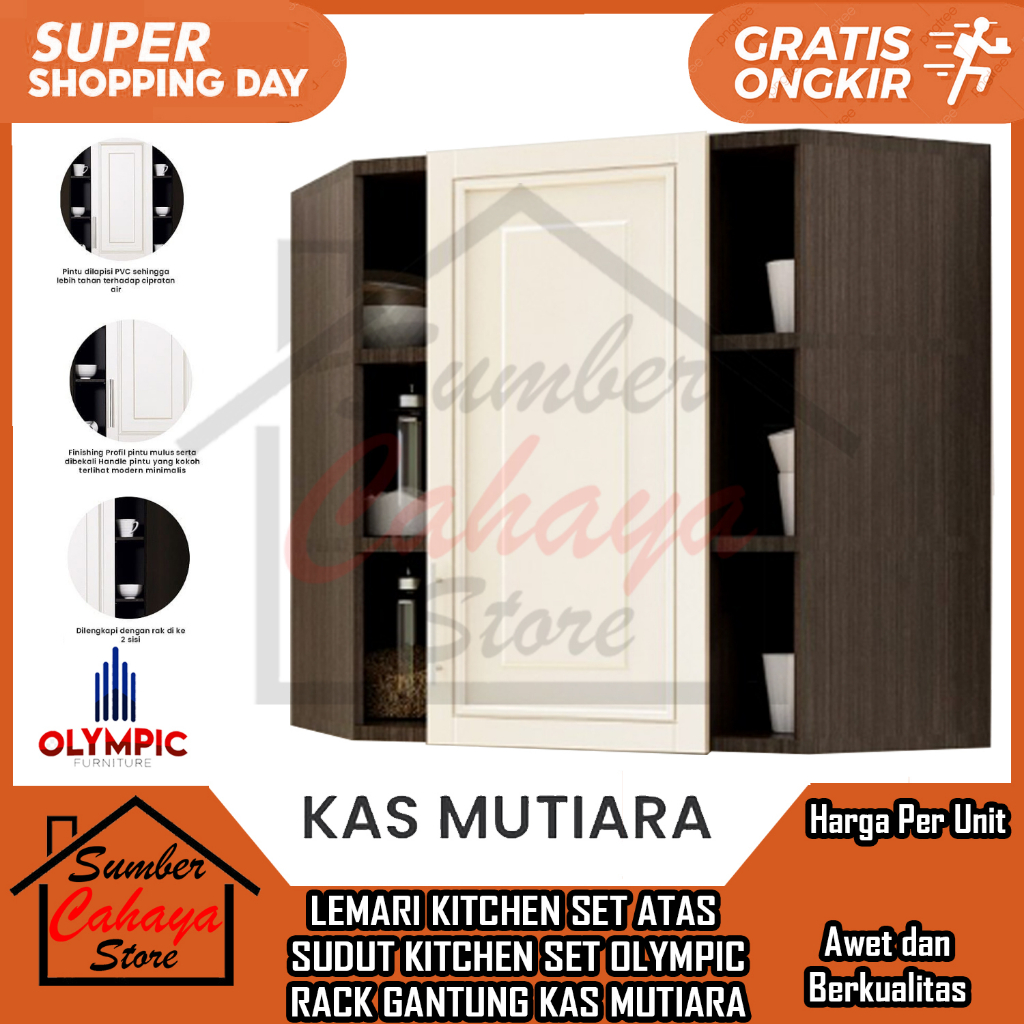[Kargo] Almari Lemari Kitchen Set Atas Sudut Dapur Set Olympic Type Kas Mutiara Rack Gantung 2 Sisi 