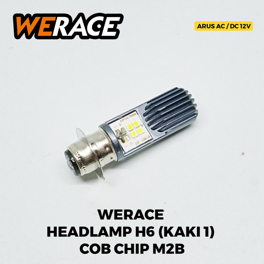 [WERACE] LAMPU DEPAN HEADLAMP H6 (KAKI1) COB CHIP JAUH DEKAT M2B WERACE AC DC SUPER TERANG PNP