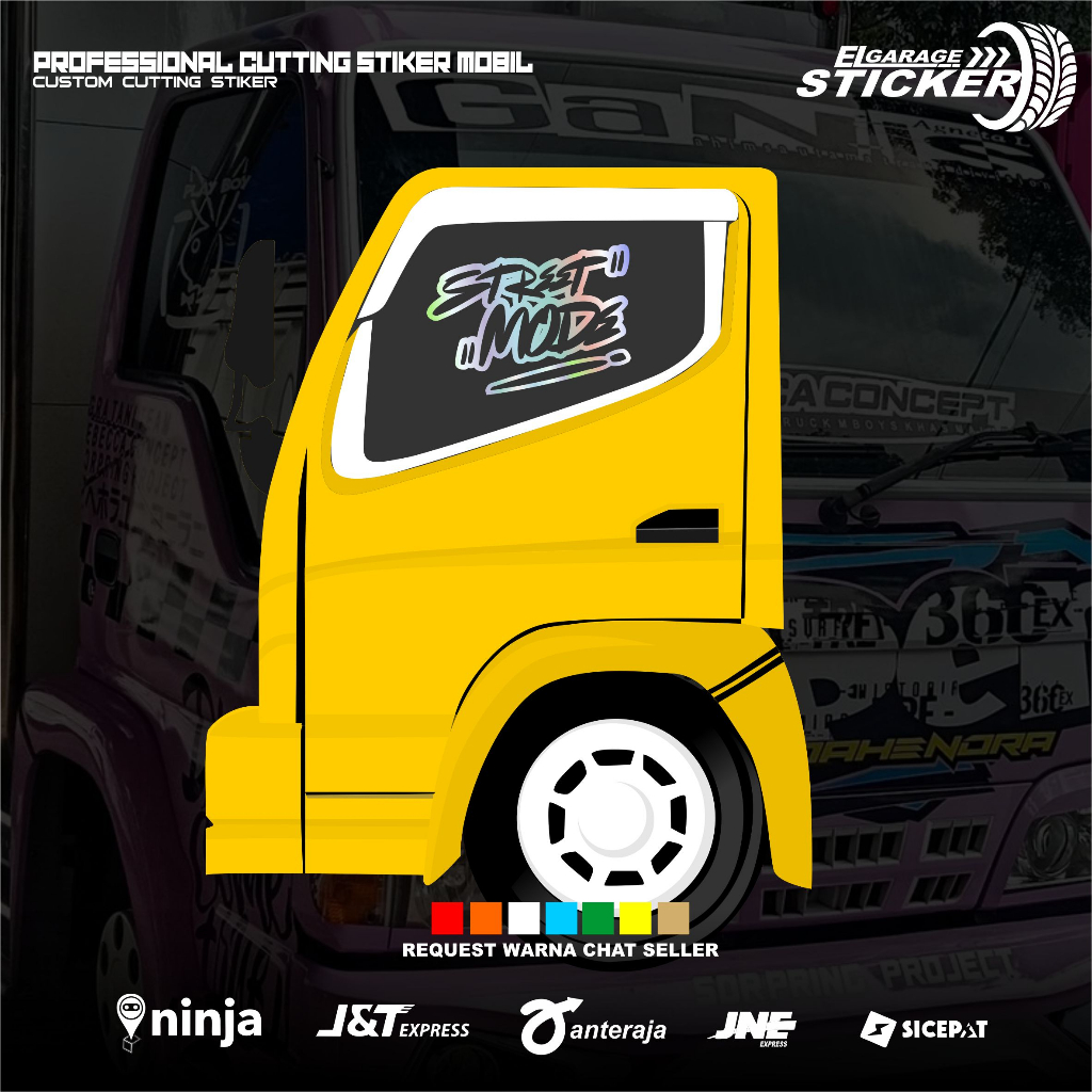 Stiker kaca mobil truk canter giga cutting stiker variasi kaca truk canter giga dll