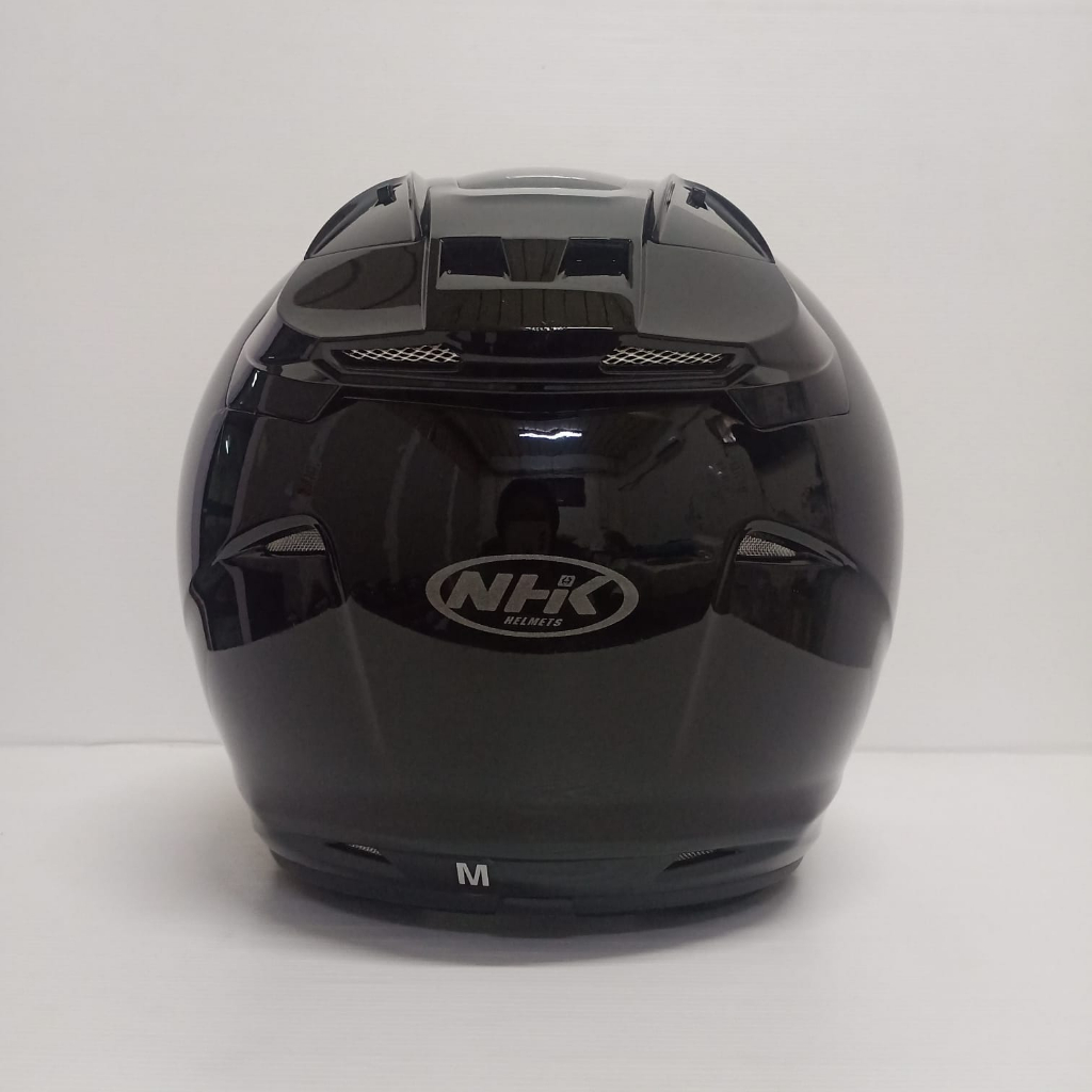 NHK R1 SOLID SINGLE VISOR BLACK GLOSSY  HELM OPEN FACE VISOR LIGHT SMOKE