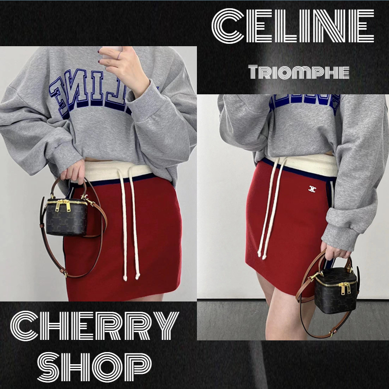 100% authentic✨CELINE Mini Logo Print Cosmetic Case in Calfskin kotak kosmetik mini tas tangan