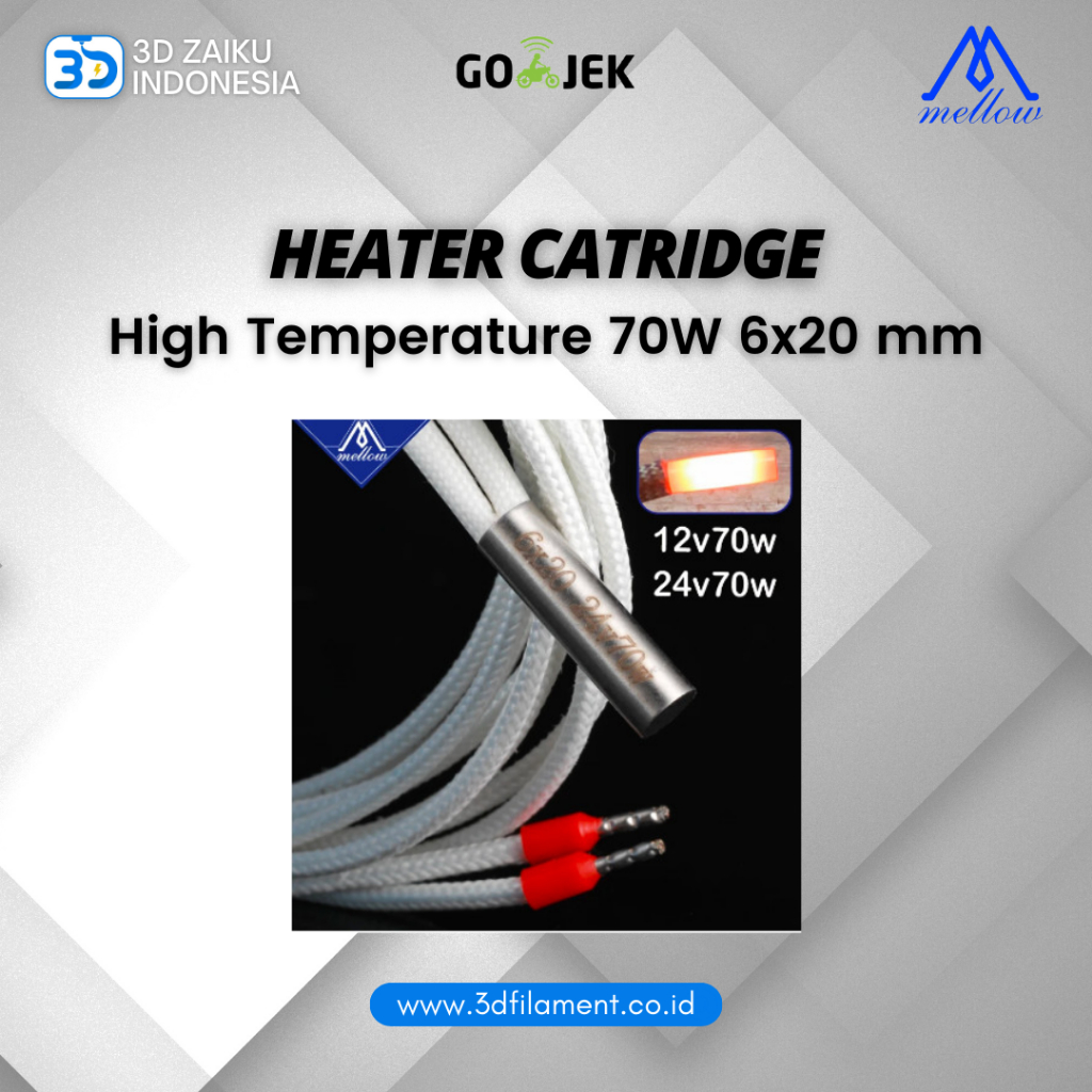 Mellow High Temperature Heater Catridge 70W 6x20 mm for 3D Printer