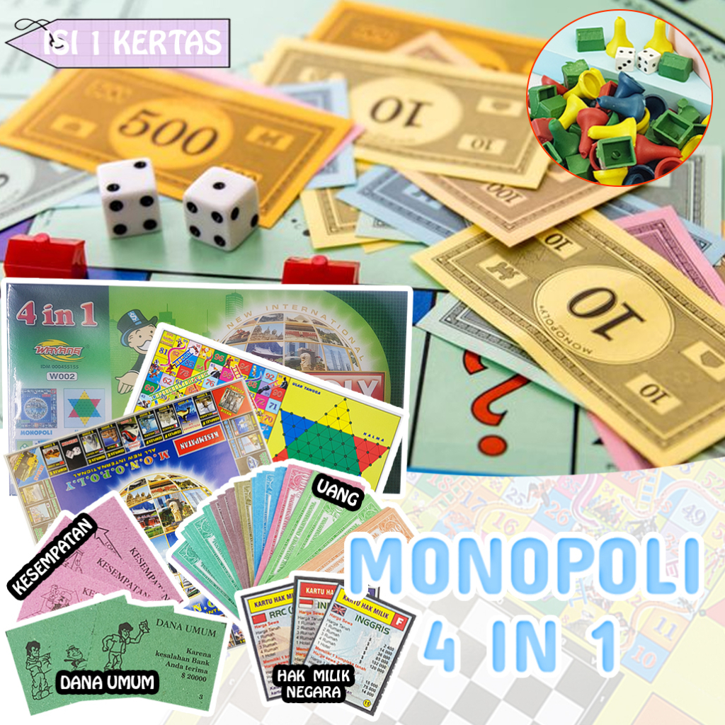 Sekawanmart Mainan anak dan remaja. MONOPOLY 4 in 1 murah. Monopoli murah [7022]