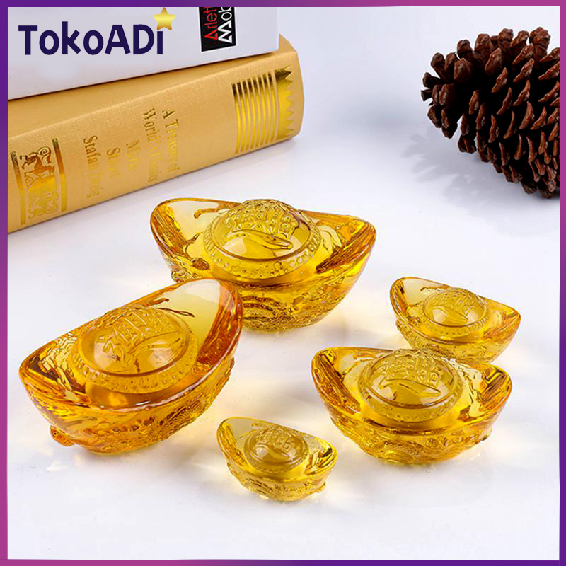 Feng Shui ornaments/Yuan Bao Bahan Resin/Yellow Crystal Yuan Bao/Yuan Bao decorations/Chinese style 