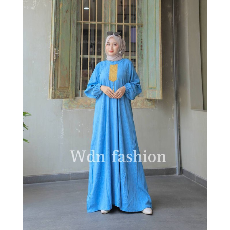 DRESS LADYRA LADY CRUSH IMPORT LD110 ALLSIZE / GAMIS DRESS MUSLIM BAHAN LADY CRUSH RESLETING BELAKANG LENGAN KARET / GAMIS POLOS ALLSIZE TERBARU