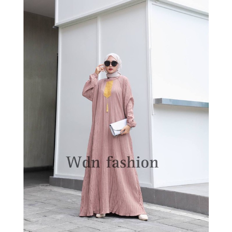 DRESS LADYRA LADY CRUSH IMPORT LD110 ALLSIZE / GAMIS DRESS MUSLIM BAHAN LADY CRUSH RESLETING BELAKANG LENGAN KARET / GAMIS POLOS ALLSIZE TERBARU