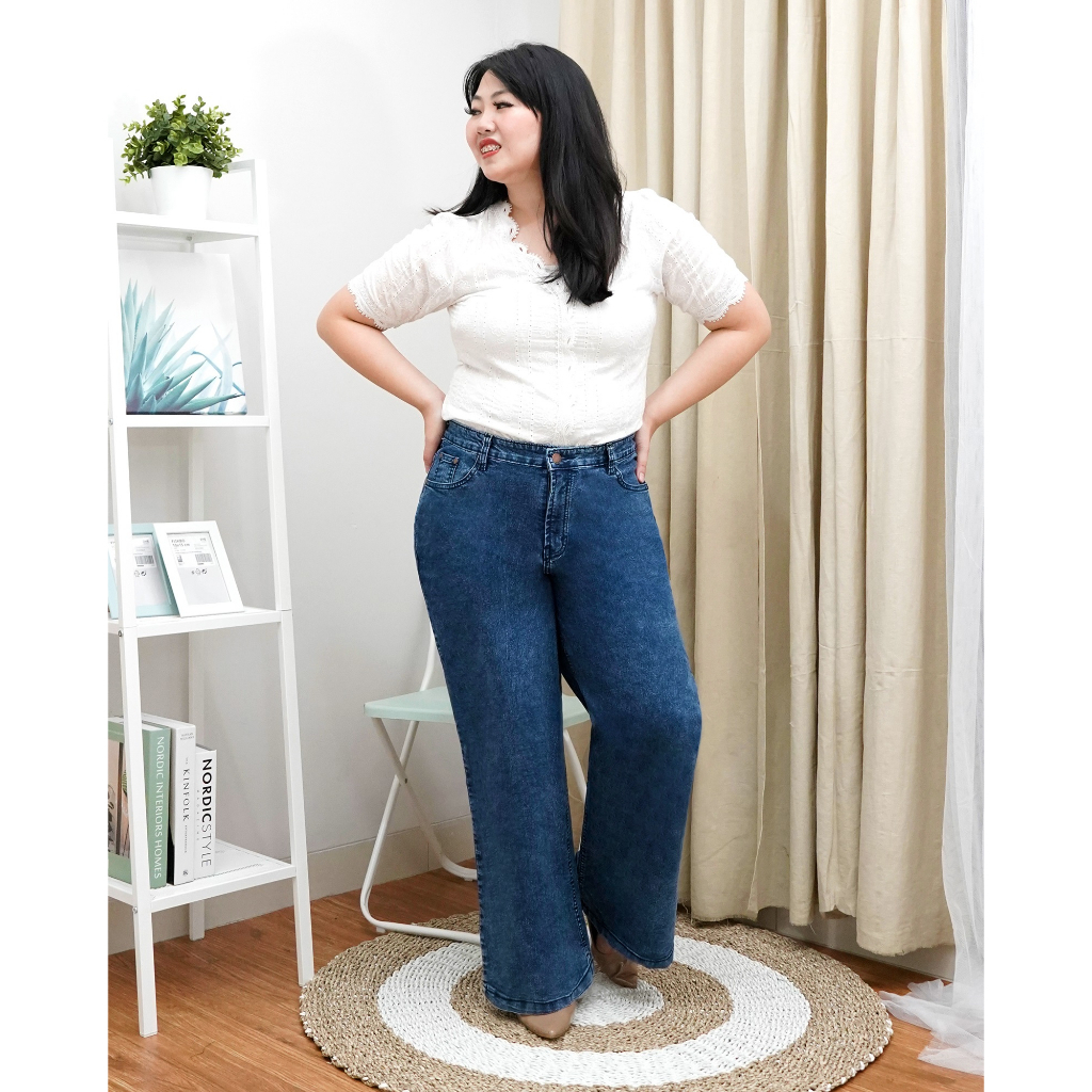 BANDIDAS - HW Celana Kulot Jeans Panjang Wanita JUMBO Model Polos 3 Warna