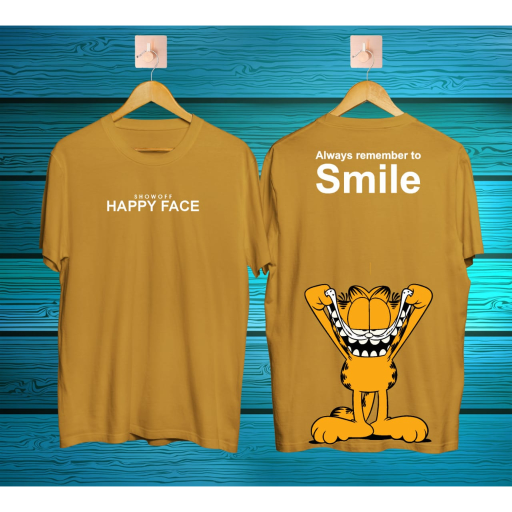 Kaos murah Kaos distro murah baju  distro pria t-shirt murah combed30s SO garfiel kuning  mustard