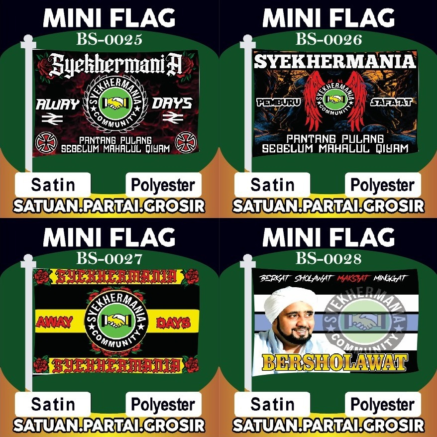 PROMO CETAK BENDERA PRINTING SYEKHERMANIA V7/BENDERA SYEKHERMANIA MURAH BERKUALITAS /DESAIN BENDERA 