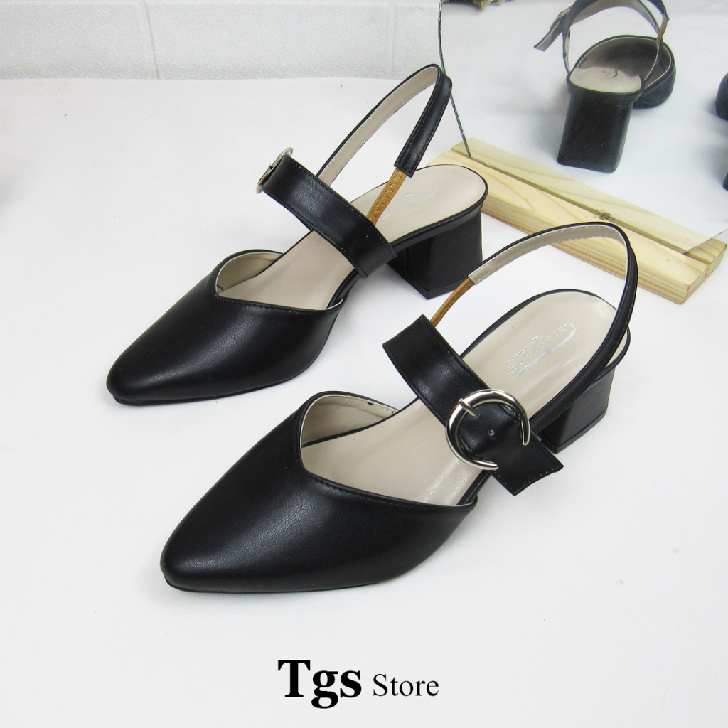 Sepatu Mules Wanita Heels Tali Gesper Hak 5 cm RB-02