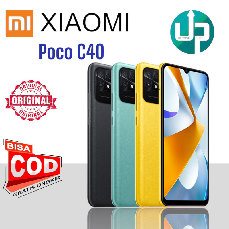 Xiaomi POCO C40 (3/32GB) (4/64GB) 6000mAh Layar Besar 6,71&quot; 13MP Dual Kamera Desain Bertekstur Anti Sidik Jari BARU GARANSI RESMI