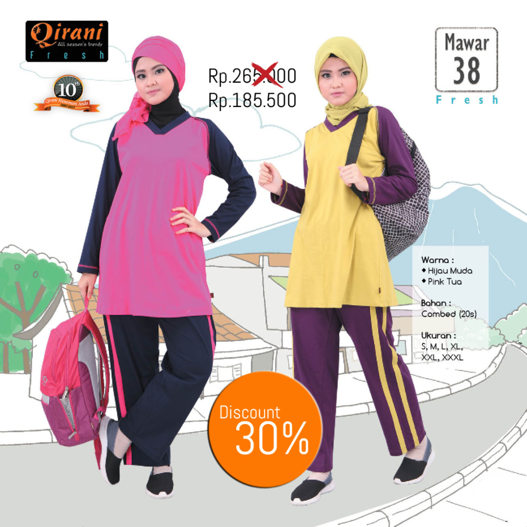 SETELAN OLAHRAGA WANITA QIRANI MAWAR 38