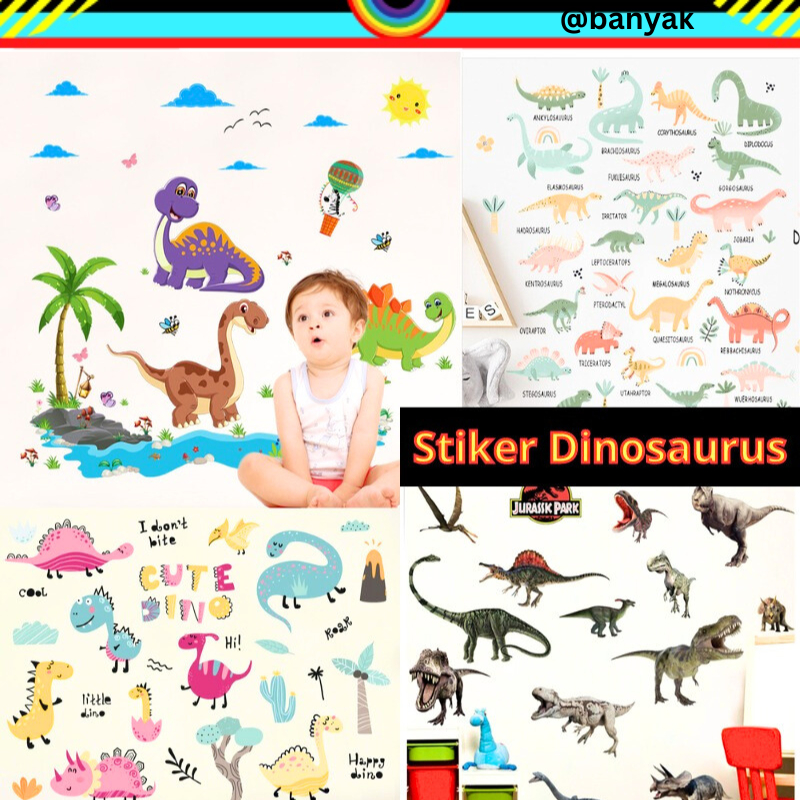 WALLSTIKER WALL STICKER STIKER SETIKER HIASAN DINDING DINOSAURUS LUCU JURASSIC JURASIC PARK WALLSTIKER WALSTICKER ANIMAL BINATANG DEKORASI RUMAH RUANG TIDUR KAMAR ANAK ANAK COWOK CEWEK PREMPUAN KADO UNIK LUCU ULANG TAHUN ULTAH DEKOR PINTU JENDELA @banyak