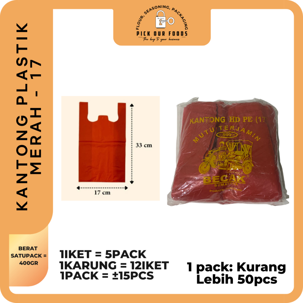 Kantong Plastik Merah | Kantong Kresek Merah uk 17, 24, 28, 35, 40 dan 50