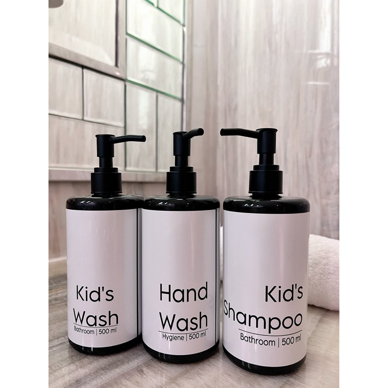 BOTOL HITAM GLOSSY N24 STIKER AESTHETIC 500ml LONG PIPE rose gold silver pump luxury . aesthetic bottle minimalist refill organizer laundry bathroom tempat sabun cair isi ulang dapur dispenser hand soap estetik