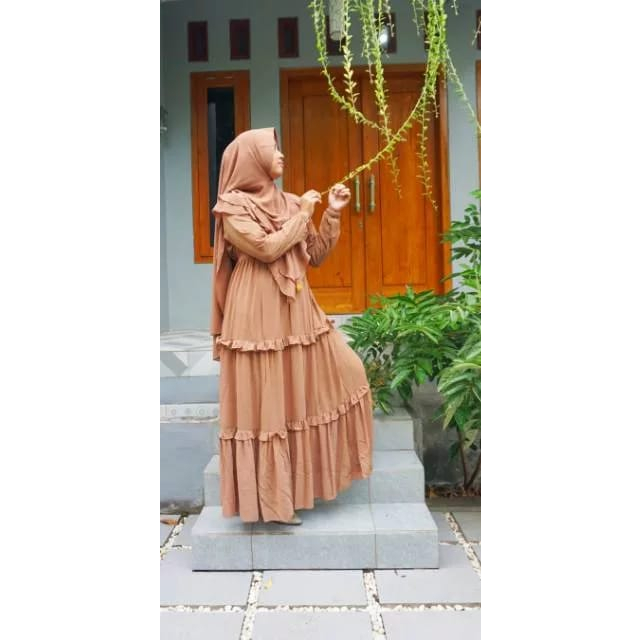 GAMIS SET SYARI - ORI AJE ZAS - KARINIA AZKANI SAMIRA CAHYANI DRESS SETELAN KHIMAR CERUTY