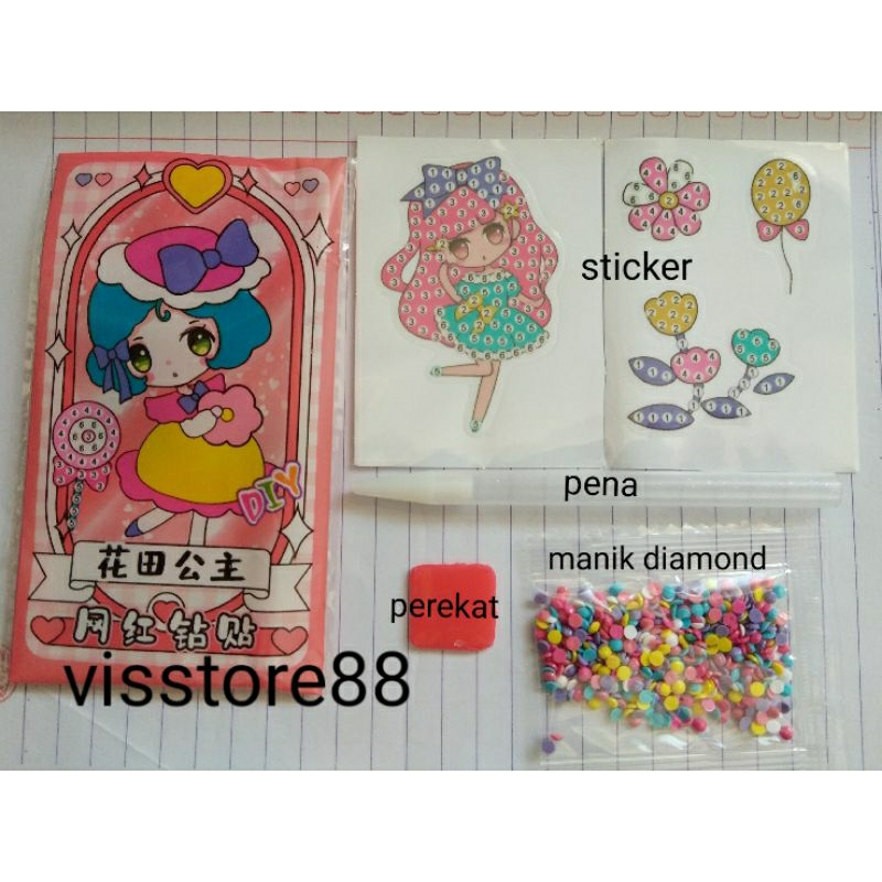 random mainan anak tempel manik diamond manik kristal susun manik stiker