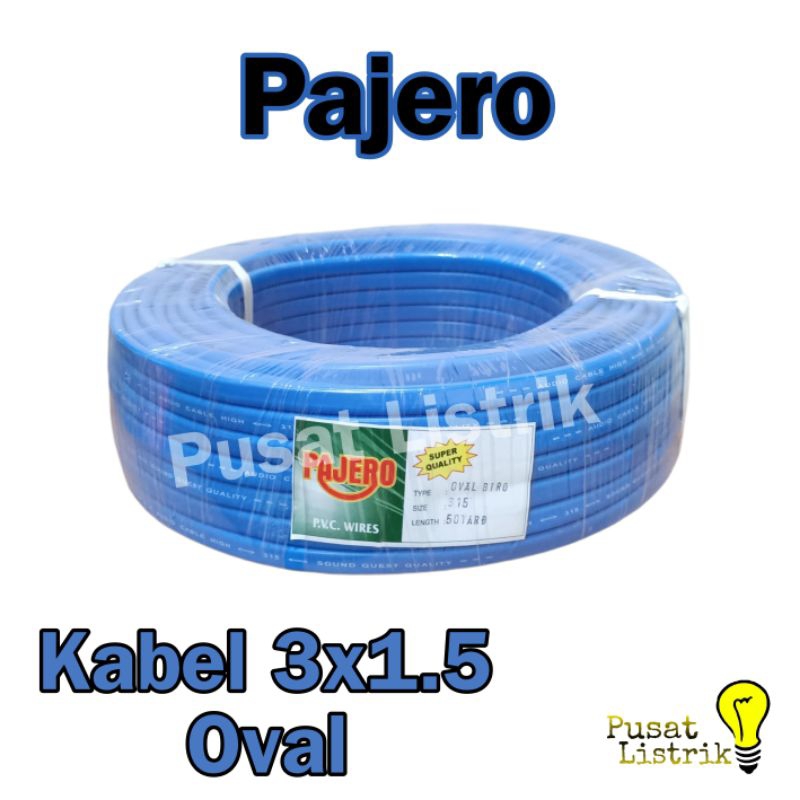 Kabel Listrik 3x1,5 50y Biru Oval Pajero Kabel Serabut 50yard Gepeng