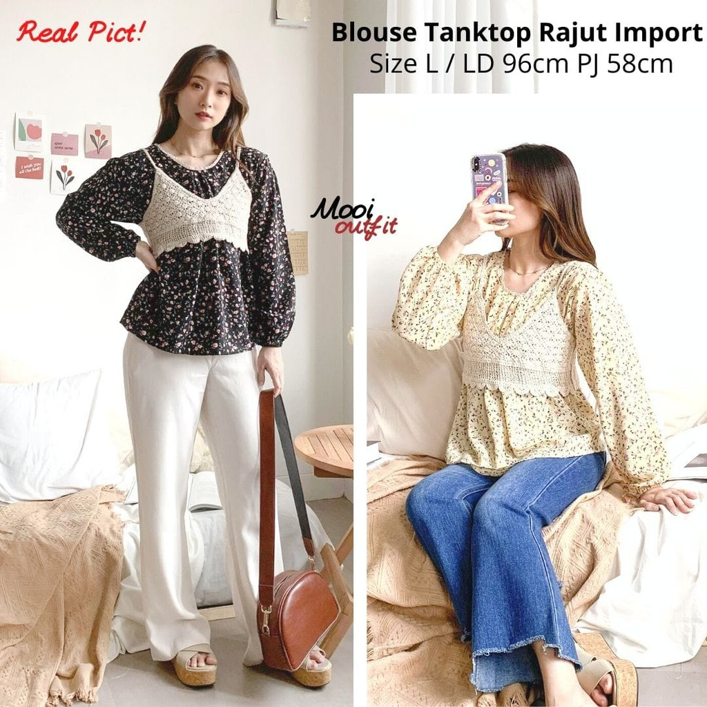 Blouse Rompi Rajut Korean Style Wanita / blouse wanita korean style rompi rajut