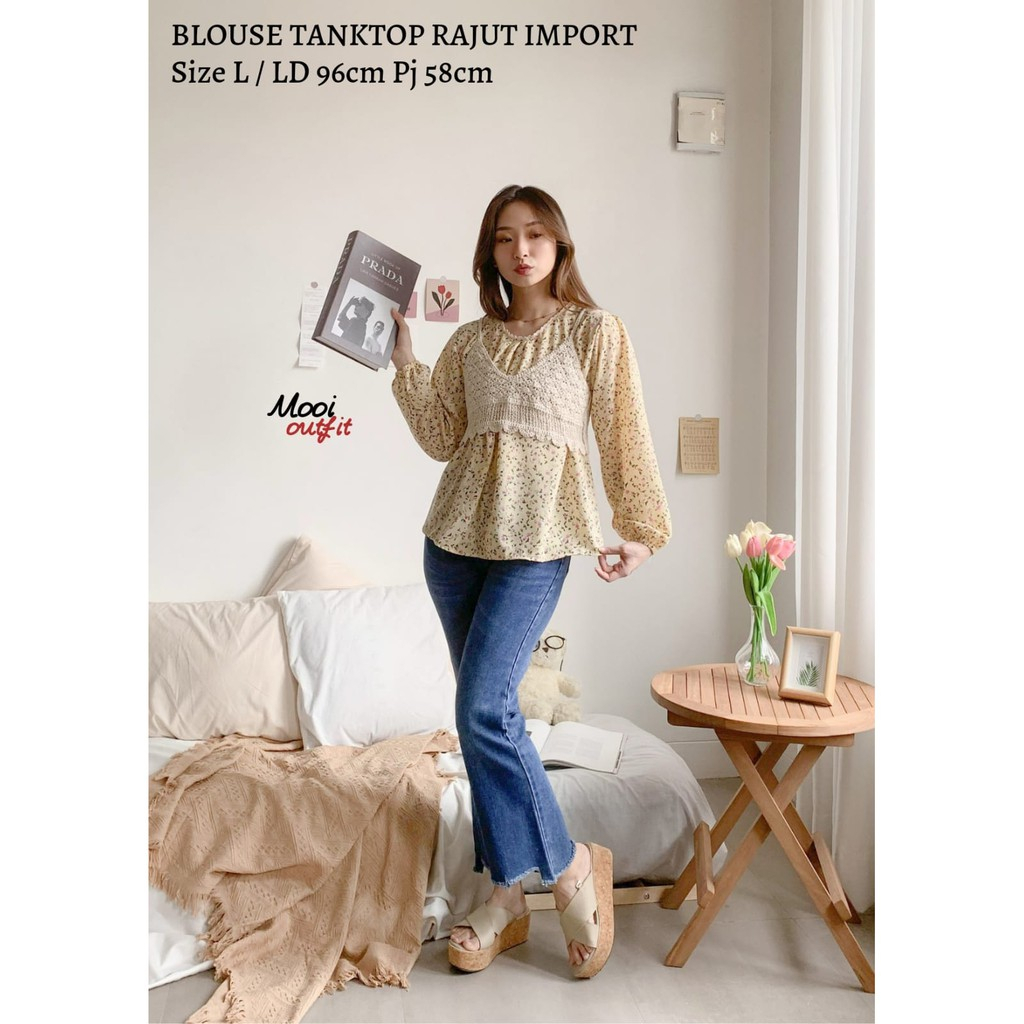 Blouse Rompi Rajut Korean Style Wanita / blouse wanita korean style rompi rajut