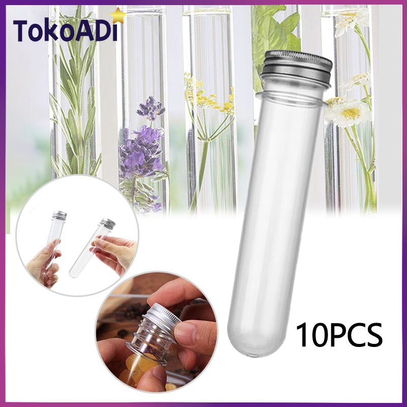 10pcs Tabung Plastik Test 40ML Tutup alumunium Clear plastik test tube Hadiah kemasan Tabung reaksi 