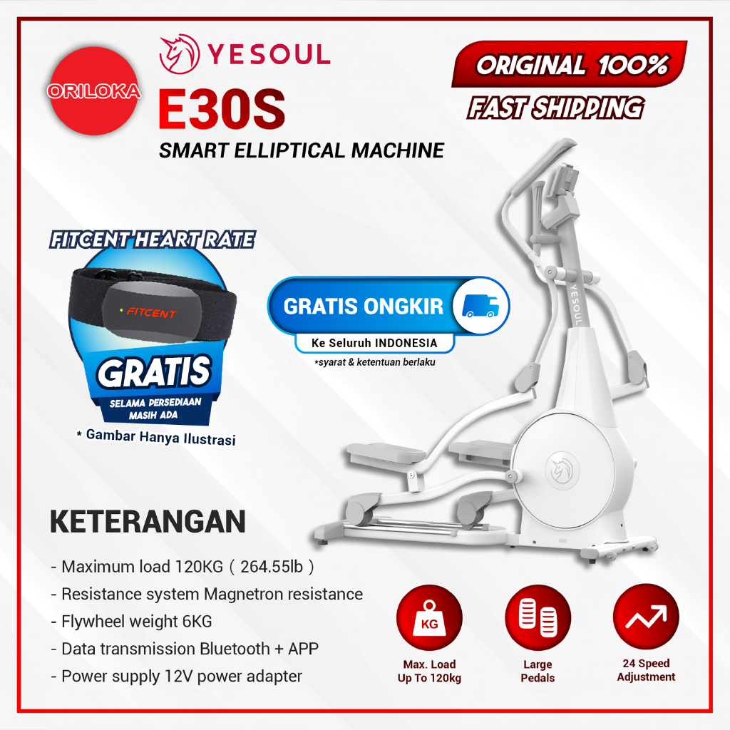 Yesoul E30S Smart Elliptical Machine LED Display - Garansi Resmi Yesoul