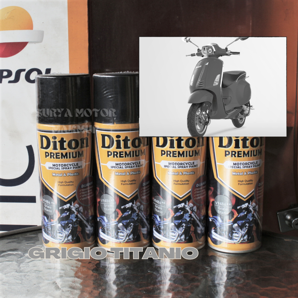 Pilok/Pilox Diton Premium V9486 Grigio Titanio Cat Semprot Warna Abu-Abu