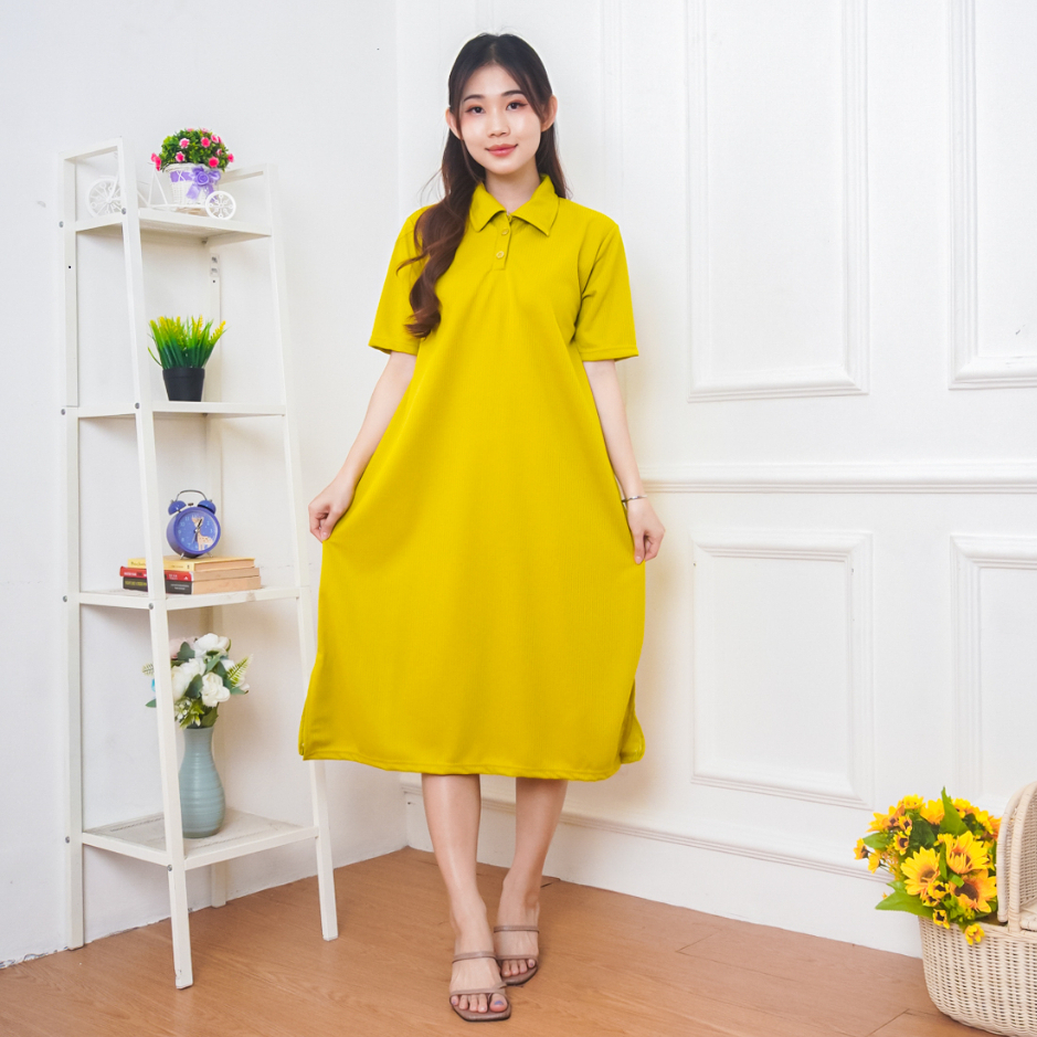 VS - Dress Solji Midi Dress Wanita Fashion Baju Wanita