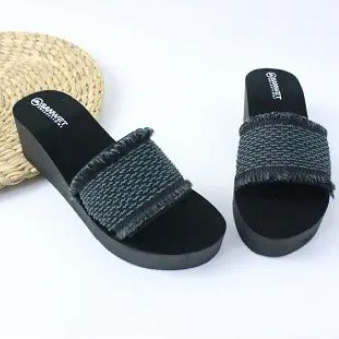 Sandal Sendal Wedges Spon Selop Webbing tinggi 5cm