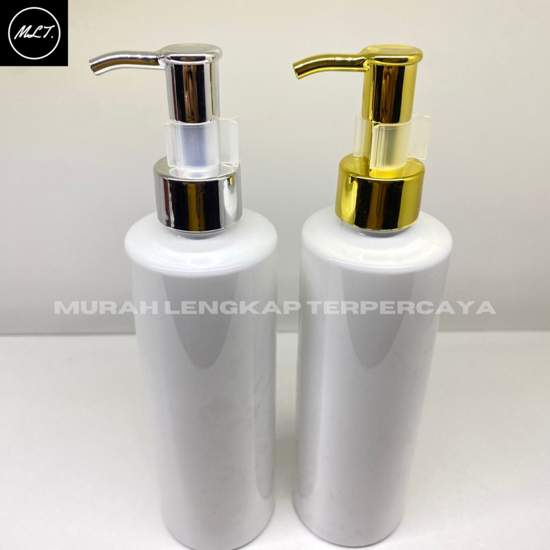 BOTOL RF 250ML PUTIH PUMP CLIP OIL GOLD SILVER PET 250 ML LOTION