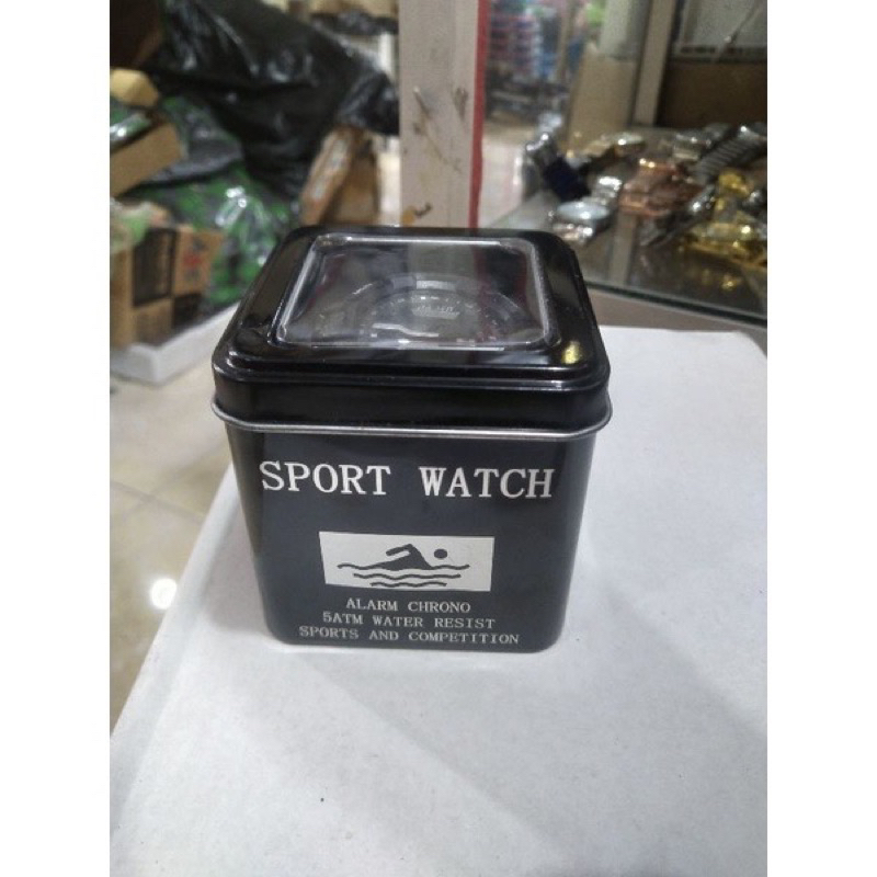 KOTAK/BOX JAM TANGAN KALENG TRANSPARAN