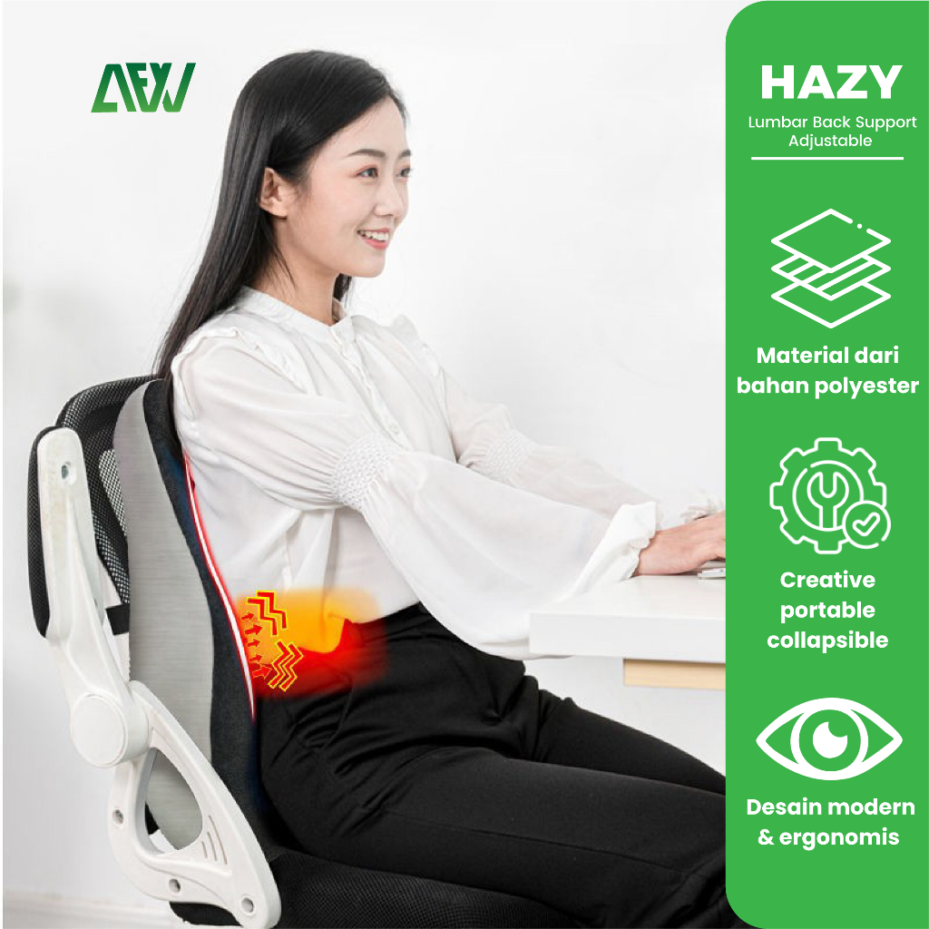 HAZY Lumbar Back Support Adjustable Bantal Sandaran Kursi Ergonomis