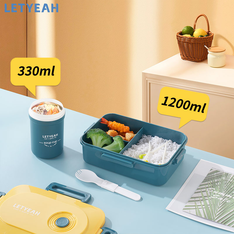 letyeah Kotak makan set /lunch box set cangkir sup tas bekal set/tempat makan bento box anak /BPA free