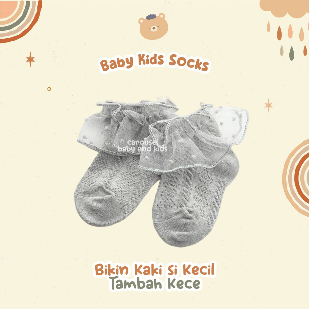 Baby Kids Socks Impor 29-470 Kaos Kaki Pendek Anak Perempuan Motif Renda Ruffle Kekinian By Carousel