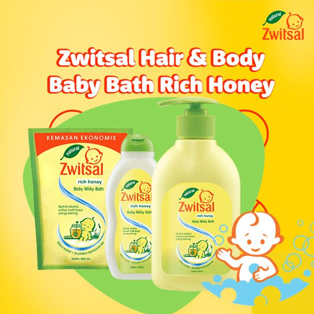 Zwitsal Natural Baby Milky Bath Rich Honey (Tersedia varian ukuran)