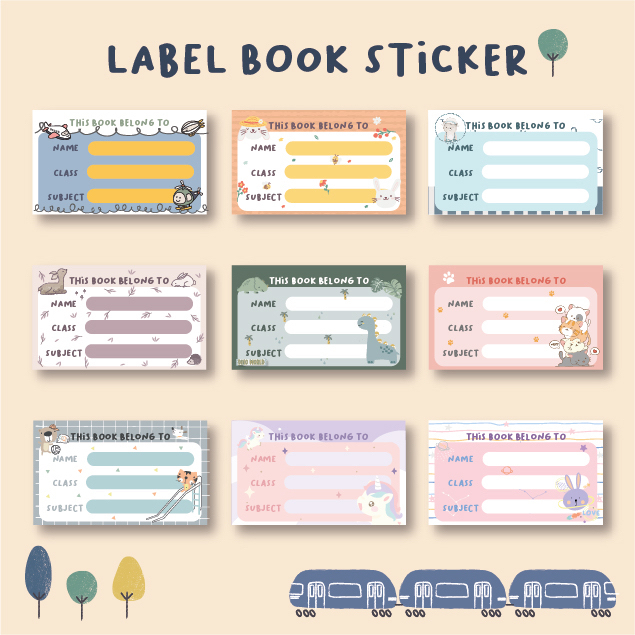 Aesthetic Book Label Sticker Stiker label Nama Buku Pelajaran Sekolah Stiker nama buku tempelan