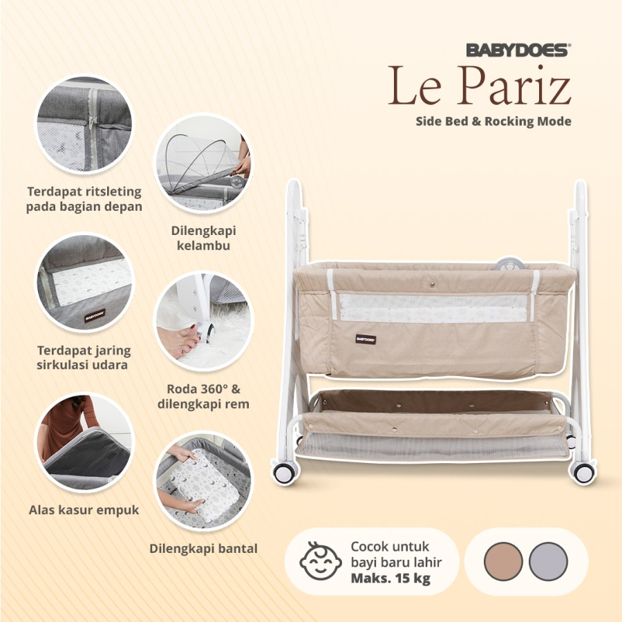 Box Babydoes CH 1634 Le Pariz Side Bed &amp; Rocking Mode / Babydoes CH LB 1635A Jiraff Side Bed / Tempat Tidur Baby