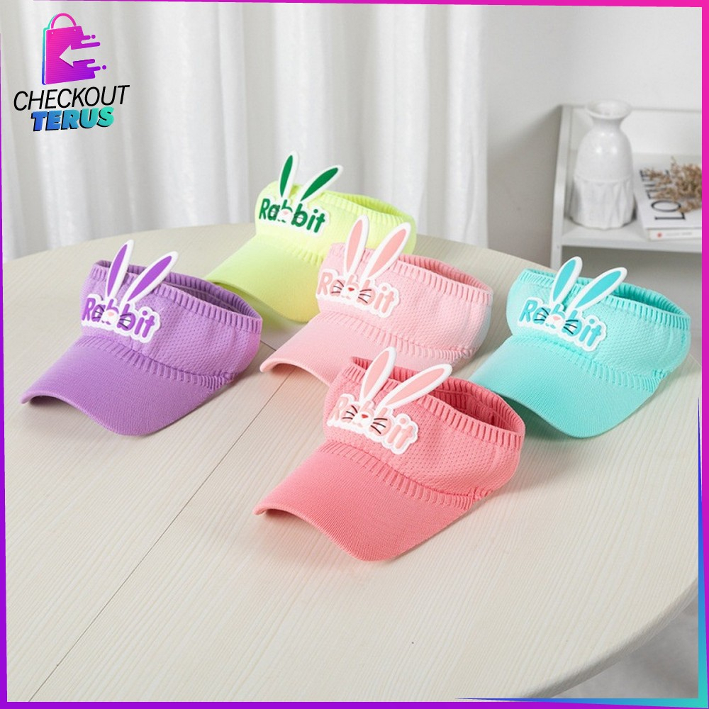 CT P579 Topi Anak Rajut Visor Pantai Fashion Anak Motif Kelinci Baseball Anti Uv Topi Rabbit Topi Golf Senam Sport Olahraga Import