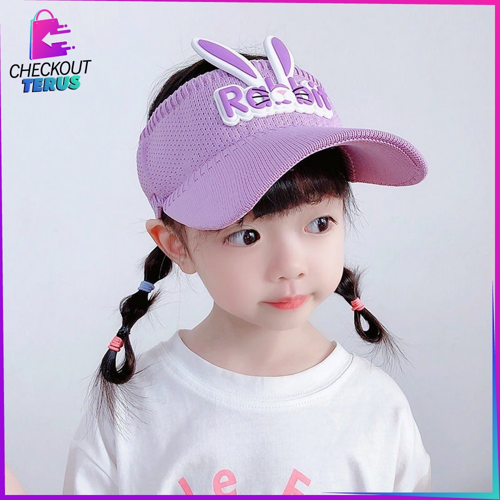 CT P579 Topi Anak Rajut Visor Pantai Fashion Anak Motif Kelinci Baseball Anti Uv Topi Rabbit Topi Golf Senam Sport Olahraga Import