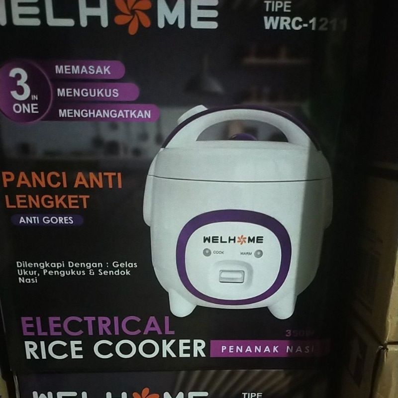 Rice Cooker / Magicom Welhome WRC 1211  ( 1.2 Liter )  3in1 Memasak / Mengukus / Menghangatkan / Penanak Nasi Serbaguna