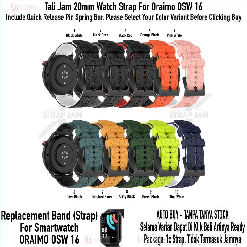 ZQT Strap 20mm Oraimo OSW 16 OSW16 - Tali Jam Silikon Rubber Quick Release