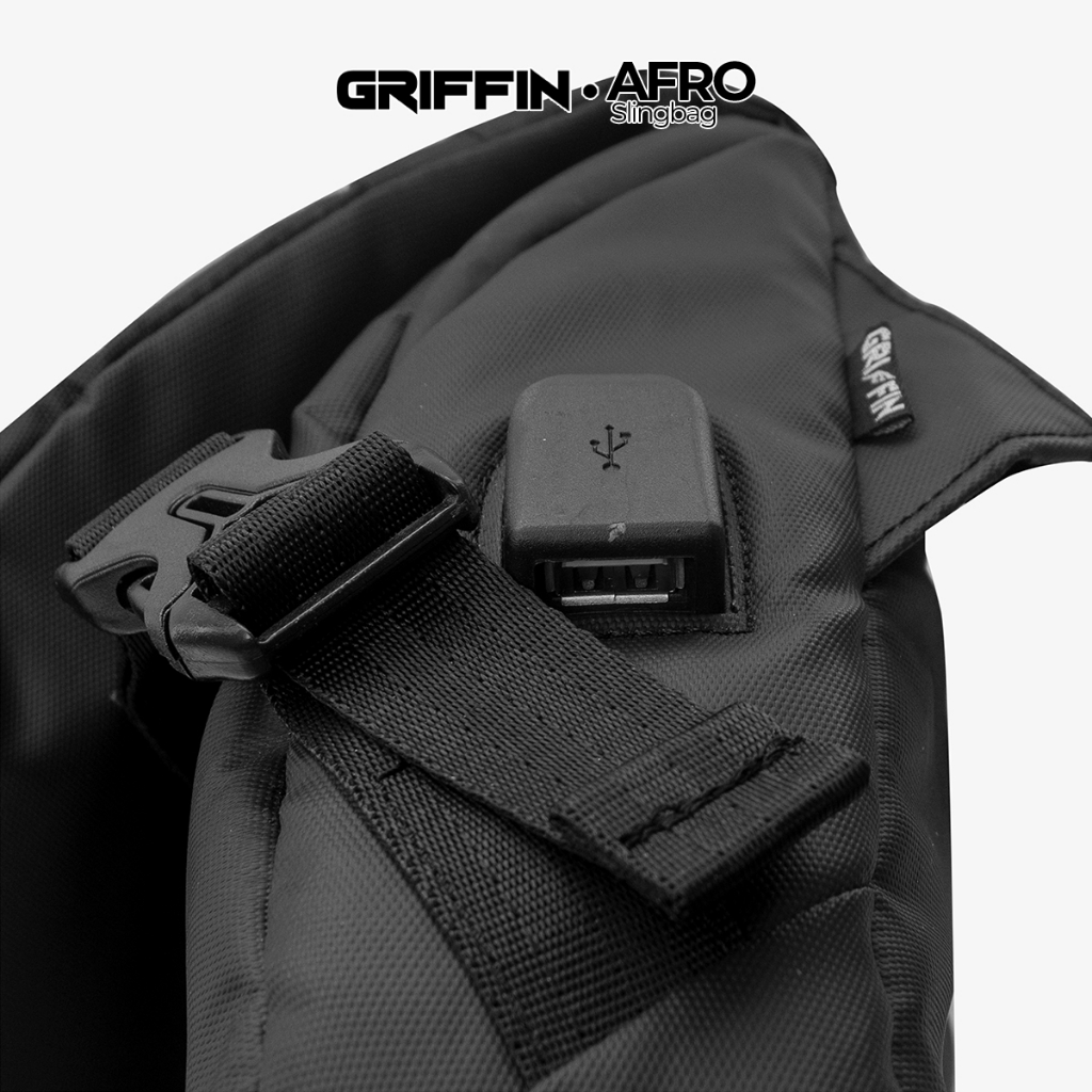 Tas Sling Bag Laptop Pria Waterproof Hitam Elegan Afro by Griffin